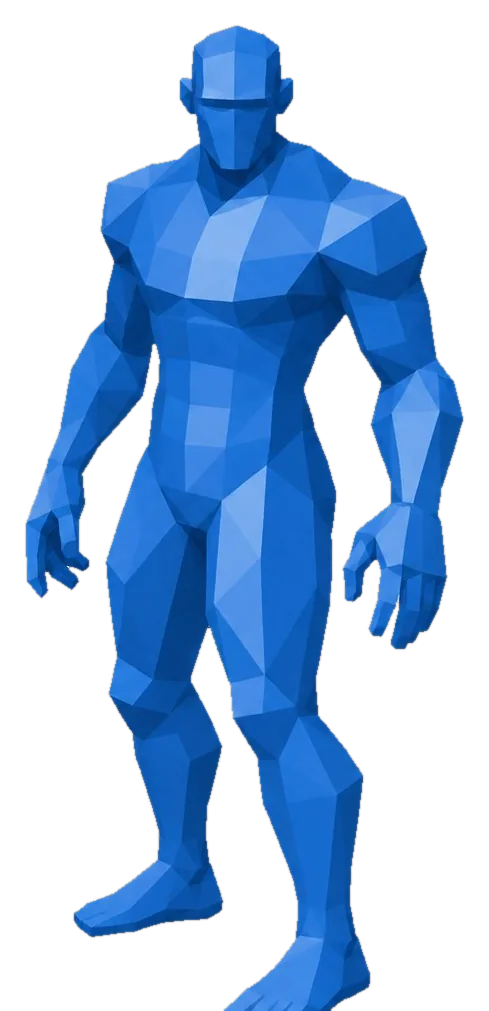 Blue low-poly character